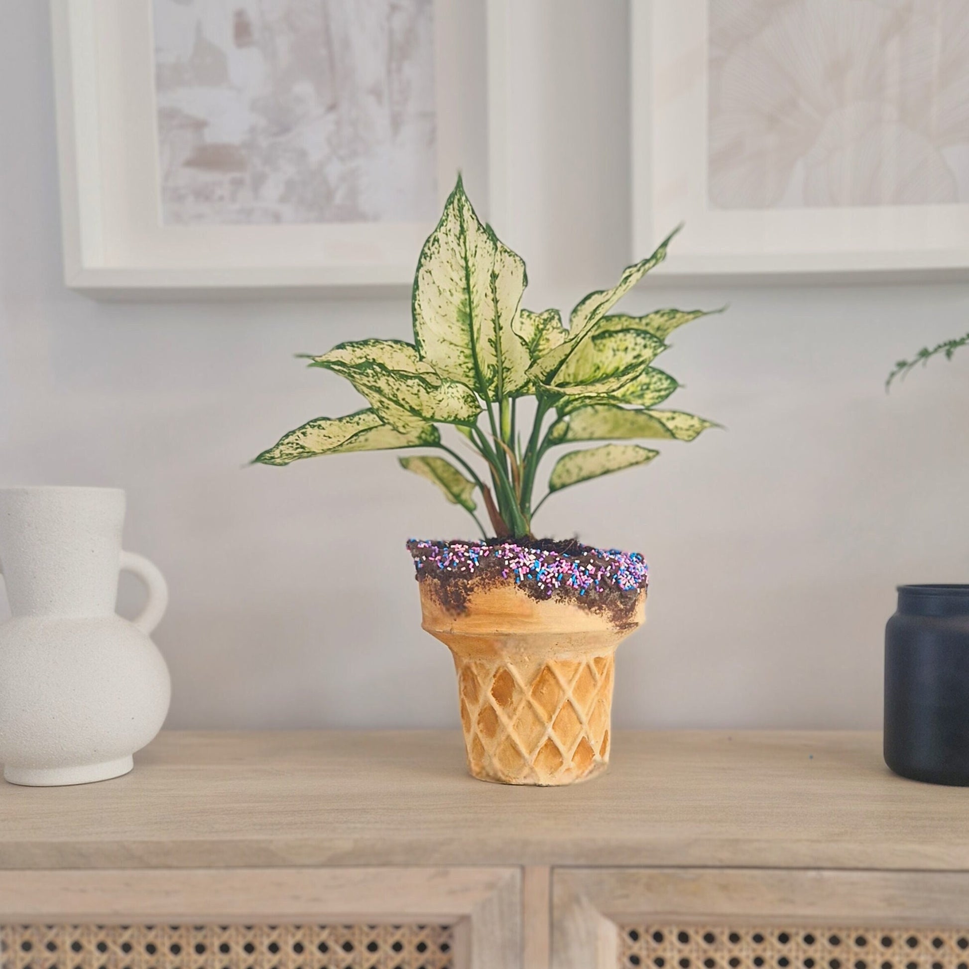 a vase of flowers sitting on a table 