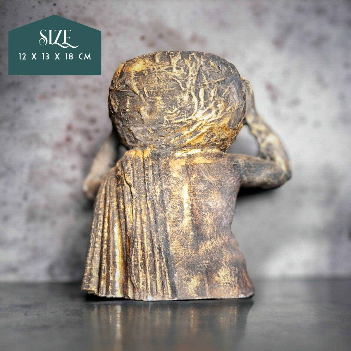 Atlas Greek God Concrete Planter drainage and base detail