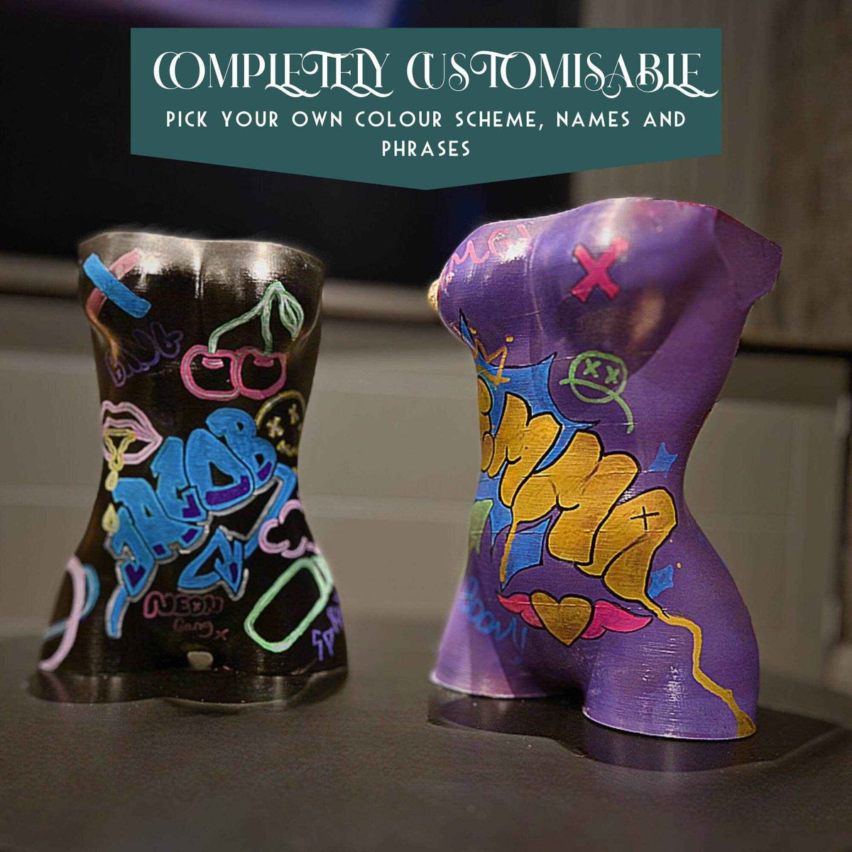 Customisable Goddess Graffiti Planter front view showing planting area