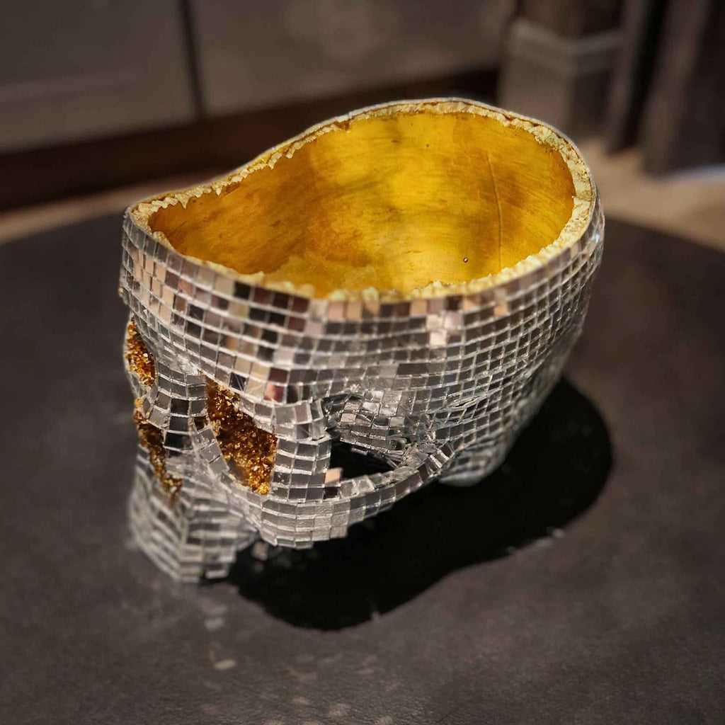 Silver Skull Mirror Planter