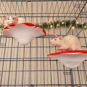 Mushroom Rat Shelf Pair: Rat climbing from the red mushroom shelf toward a hanging forage cup