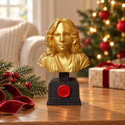 Personalised Gold Bust Trophy in a Christmas setting