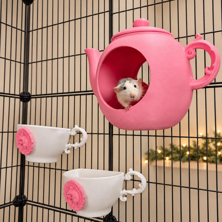 Teapot Rat Hide and Teacup Shelf Set hero view showing both included pieces