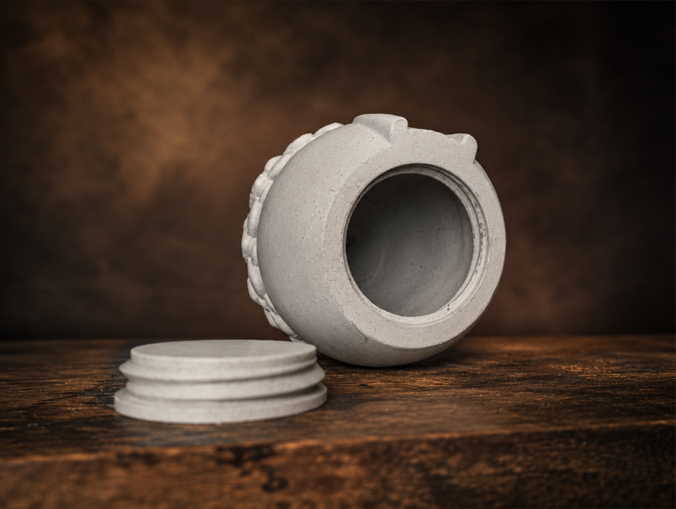 Open base view of the cast stone small pet keepsake urn