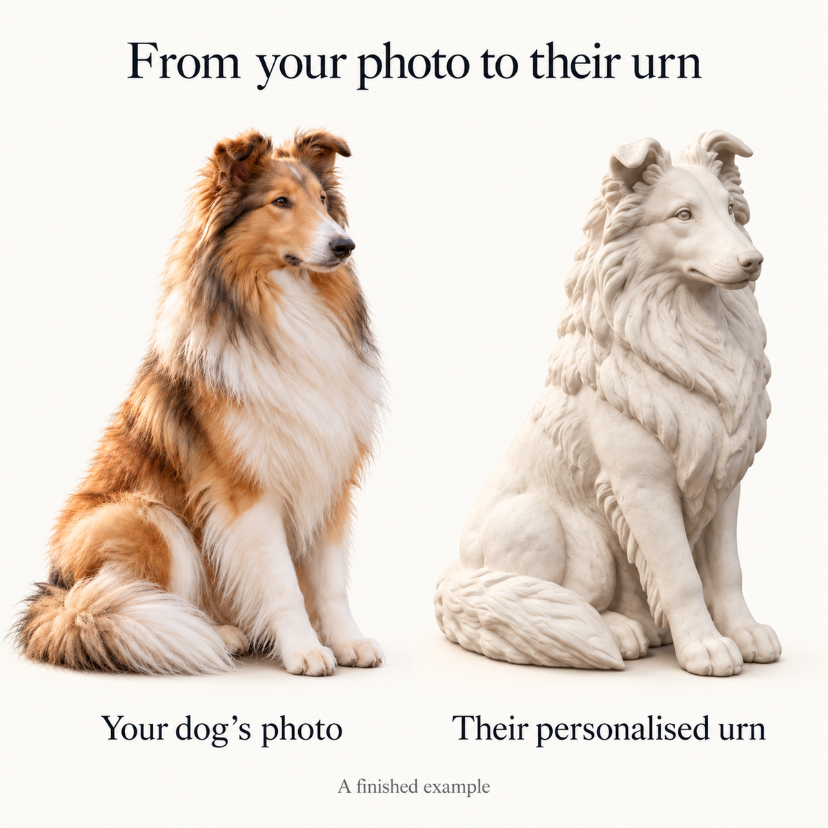 From your photo to their urn for the custom dog urn