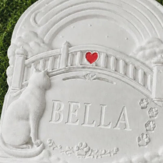 Personalised Rainbow Bridge cat grave marker product video