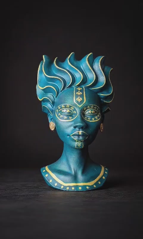 Teal Face Plant Pot