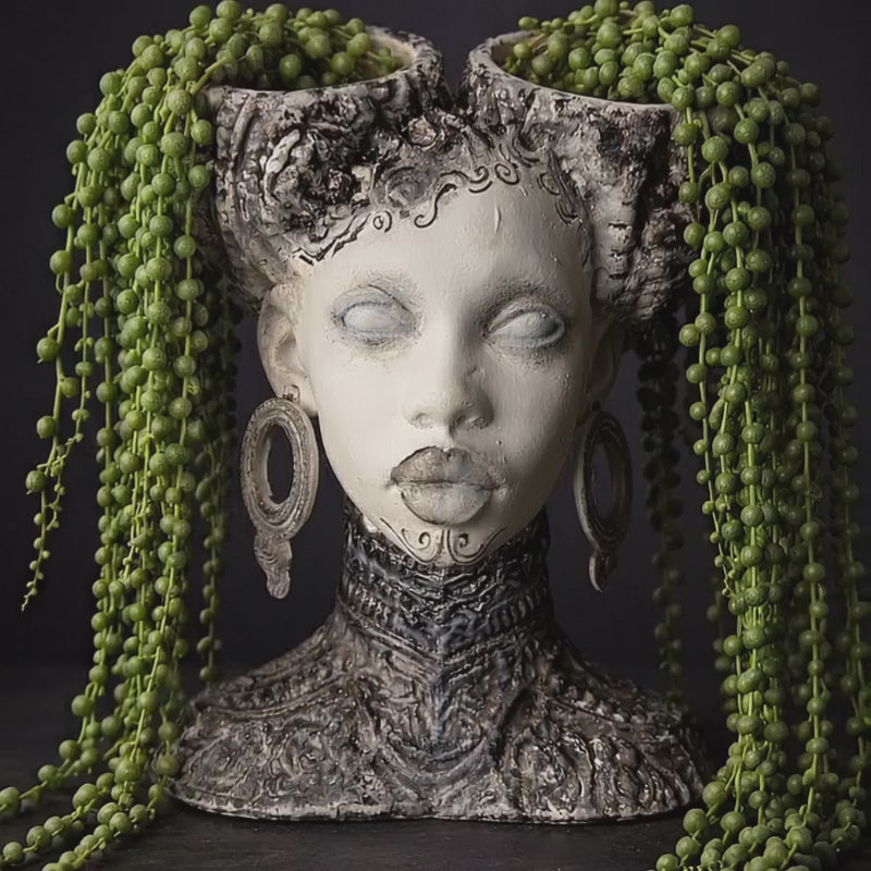 Necronomia gothic twin bowl head planter product video