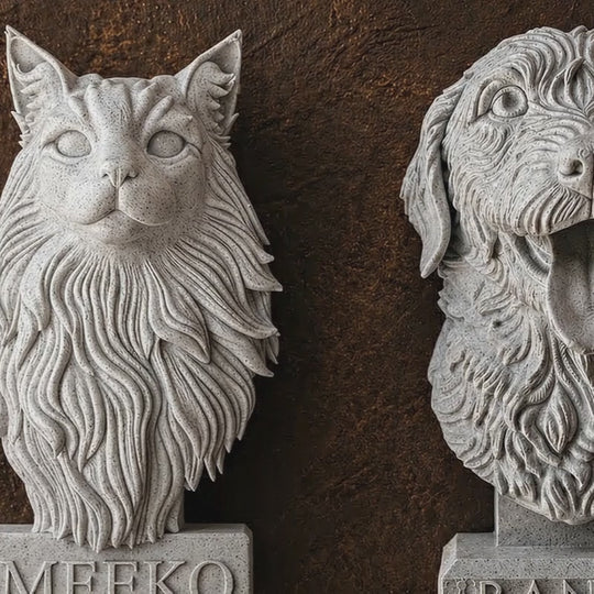 Short video showing custom pet memorial wall art on a deep cocoa backdrop
