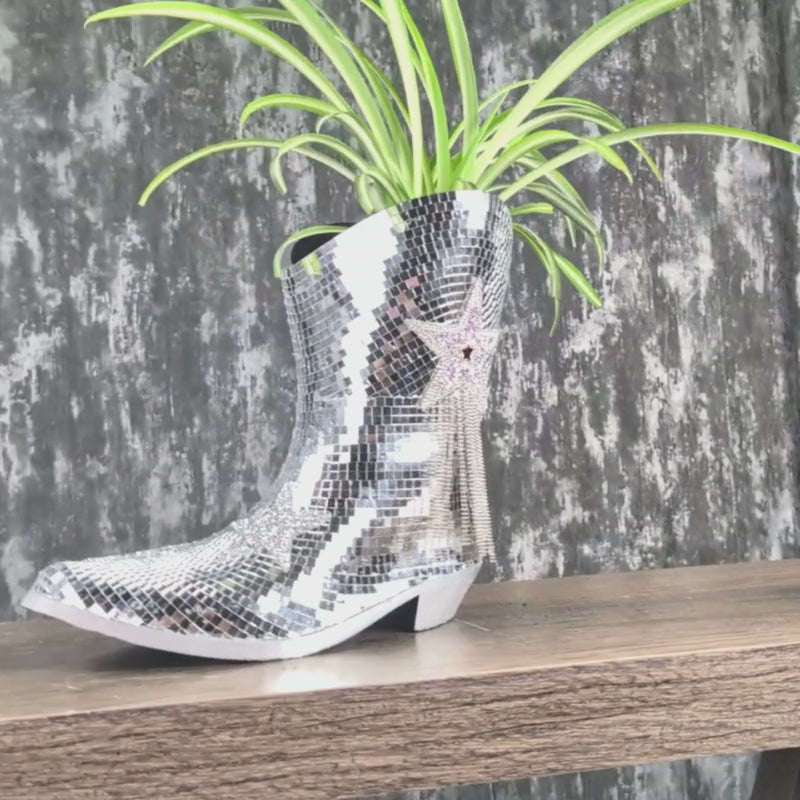 Load video: Disco Cowboy Flower Vase