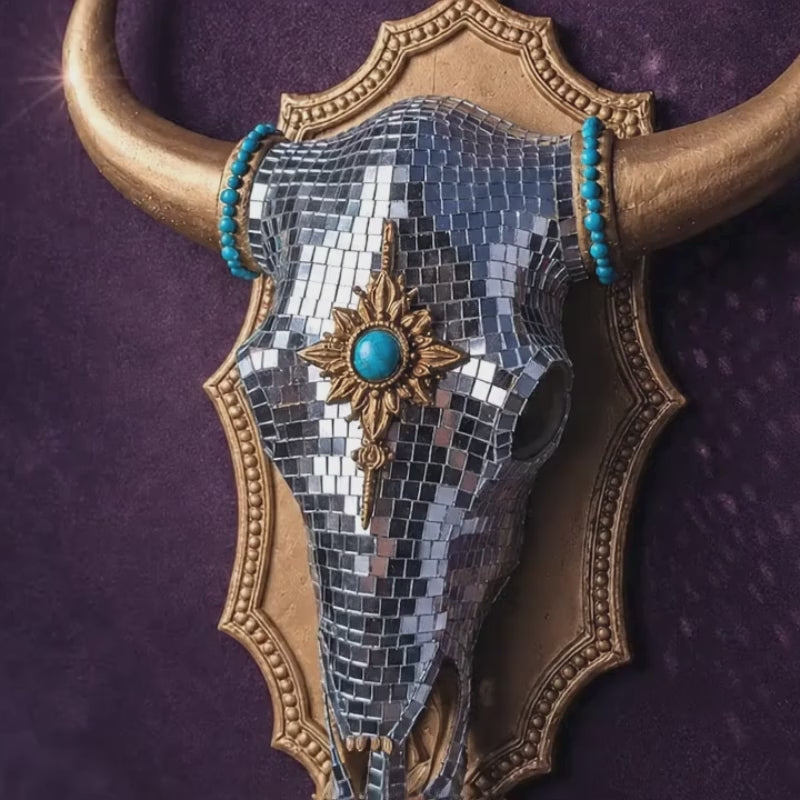 The Last Rodeo mirror ball bull skull wall art product video