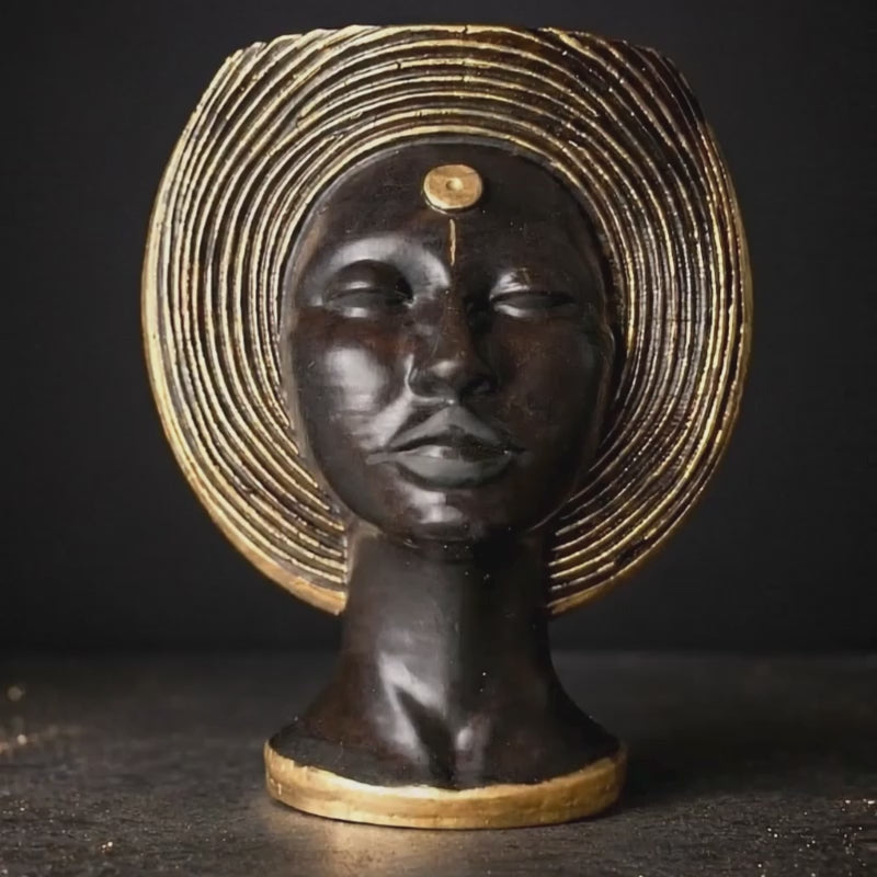 Load video: Art Deco Face Plant Pot