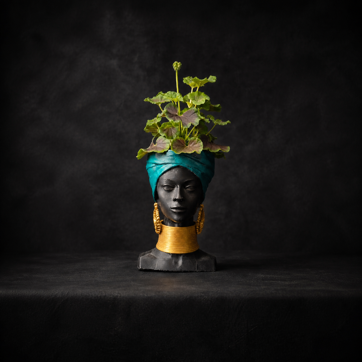 Golden Grace | African Woman Head Planter