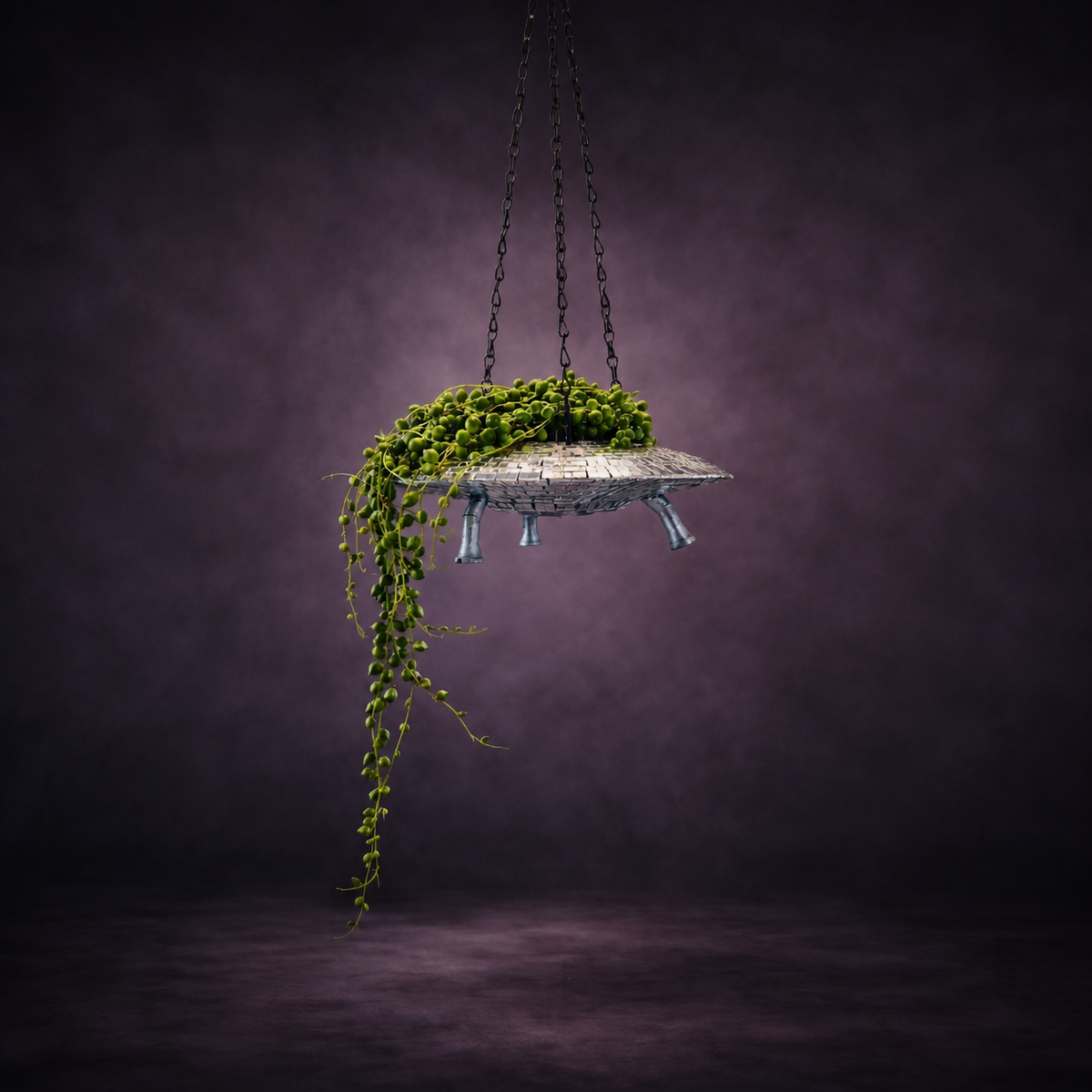 The Mothership disco mirror ball hanging planter - 08-string-pearls