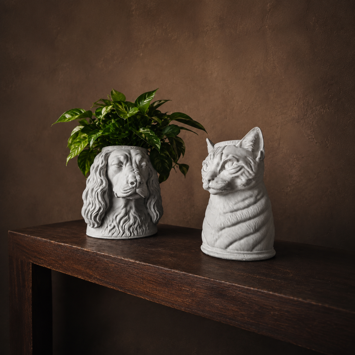 Original custom dog and cat cast stone pet planters