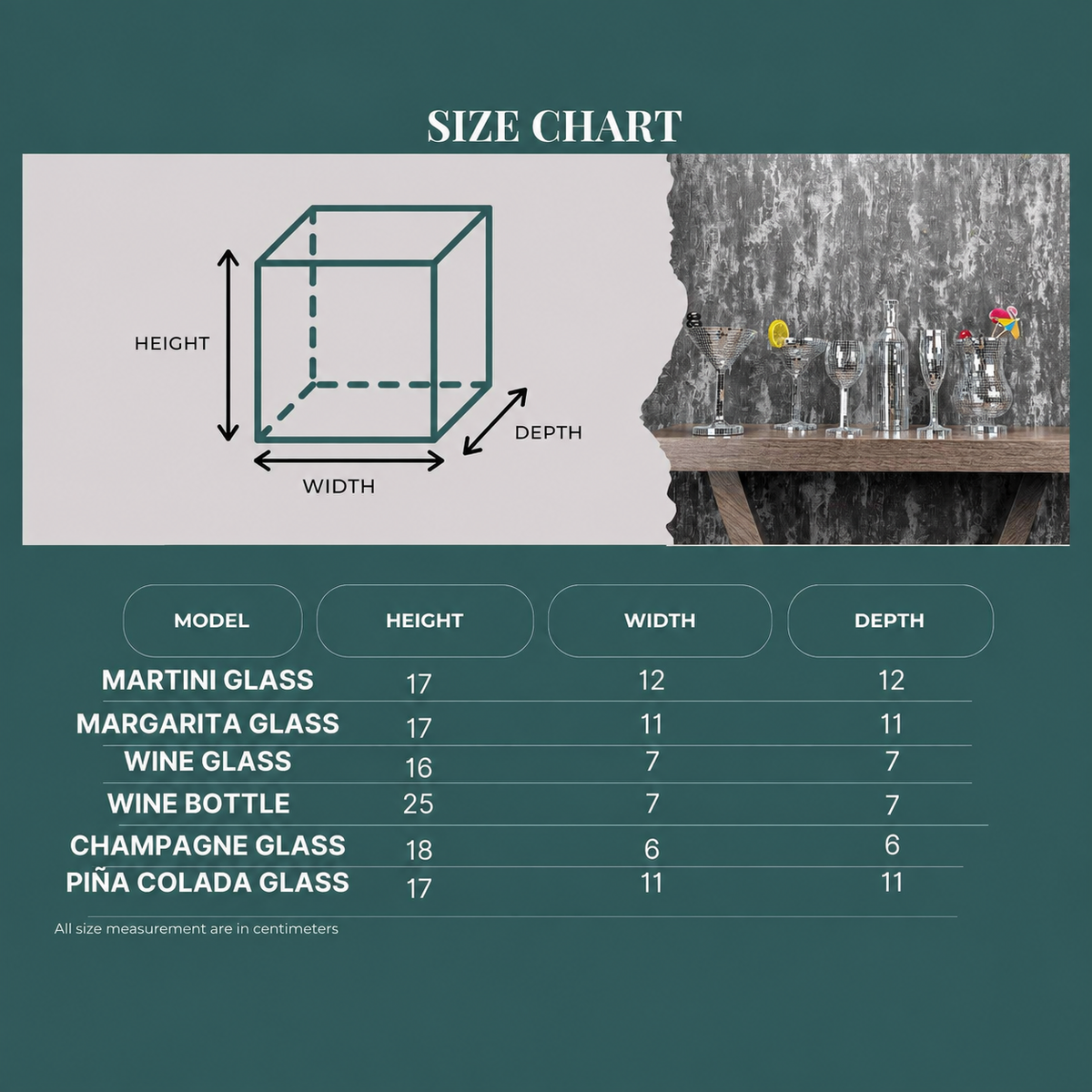 Disco Ball Cocktail Glassware Set — decorative detail — mirror tile