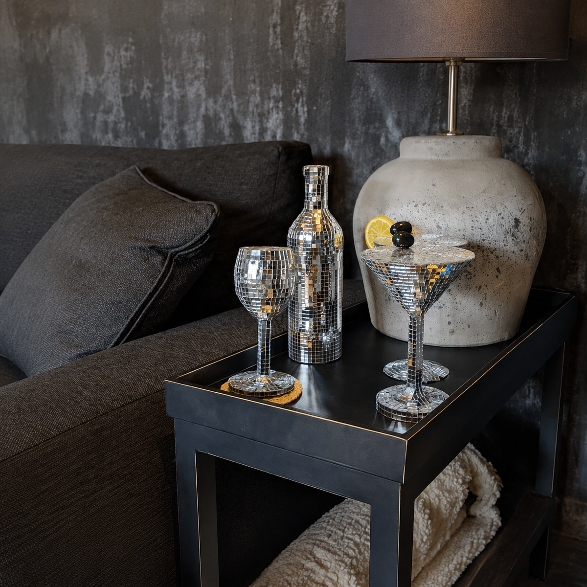 Disco Ball Cocktail Glassware Set — studio shot — handmade in UK