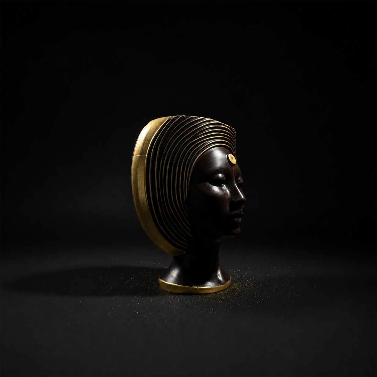 Art Deco planter in dark studio setting