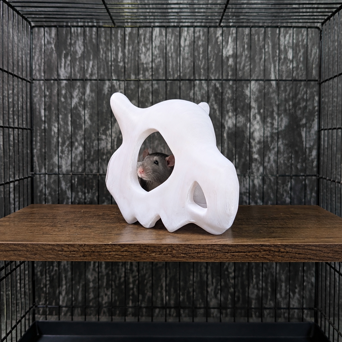 Gothic Skull Rat Hideout & Hanging Nest front view showing entrance