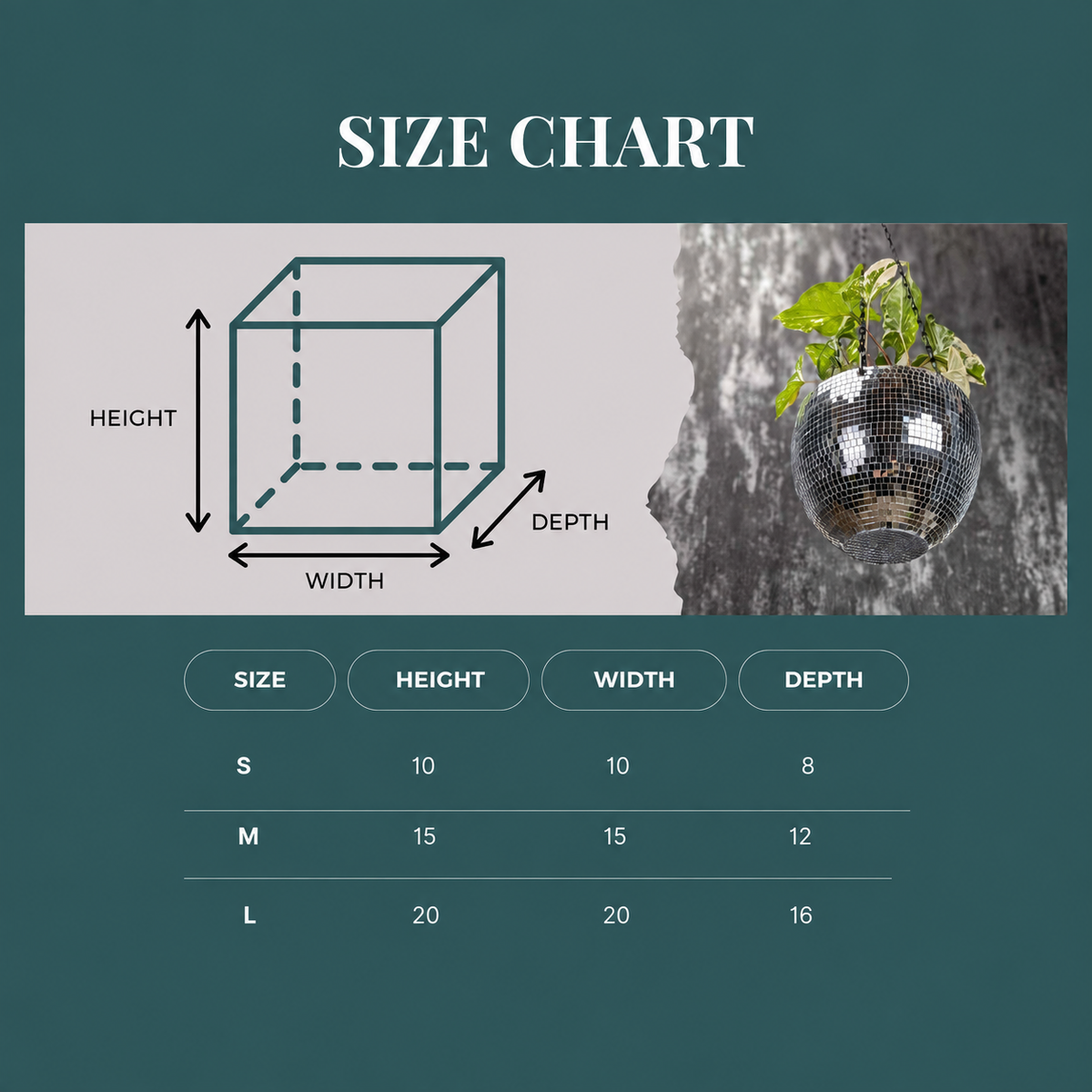 The Glitter Ball - Size Chart
