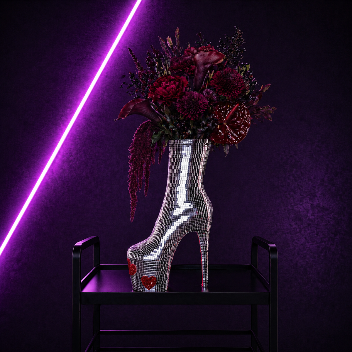 Heartbreaker XL mirror ball vase cart floral lifestyle