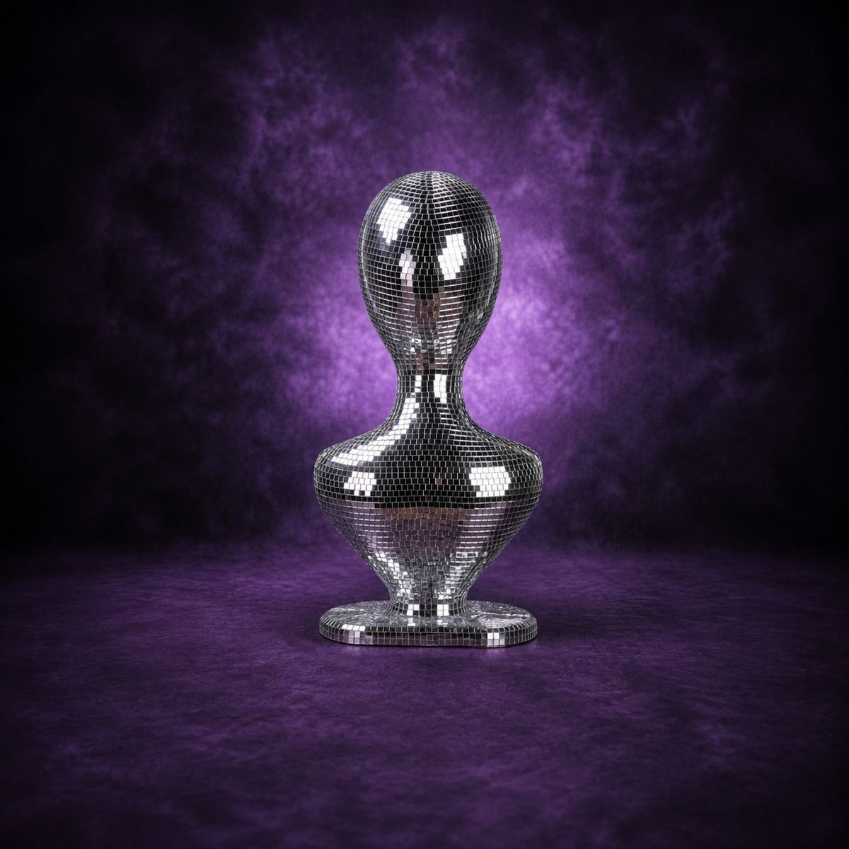 mirror ball mannequin bust clean front studio shot