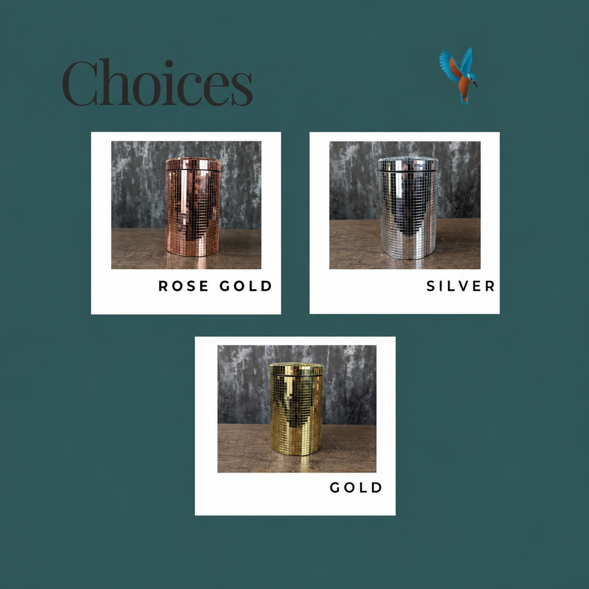 Colour choice guide for rose gold, silver and gold mirror kitchen canisters