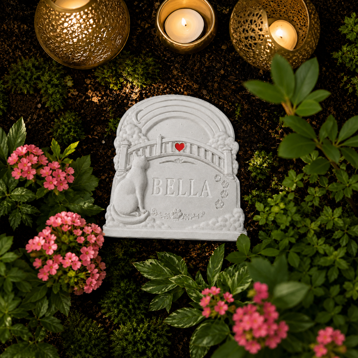 Personalised Rainbow Bridge Cat Grave Marker