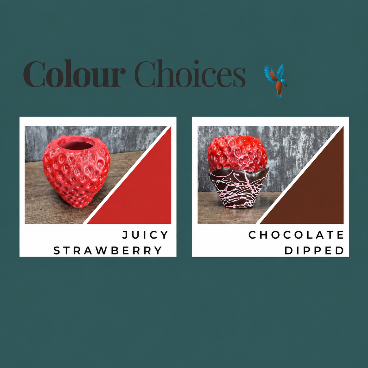 Colour choice guide for red strawberry and chocolate-dipped finishes