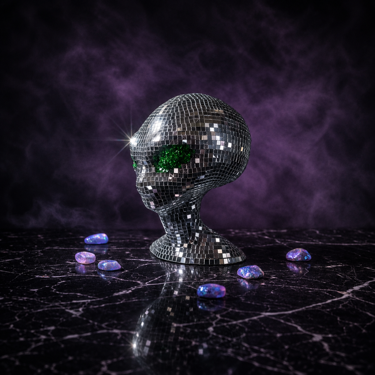 The Close Encounter disco alien head planter lifestyle setting