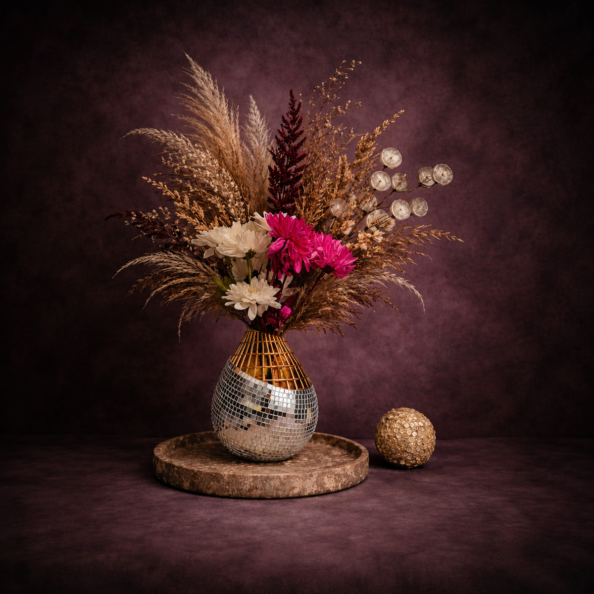 The Disco Drop mirror mosaic vase