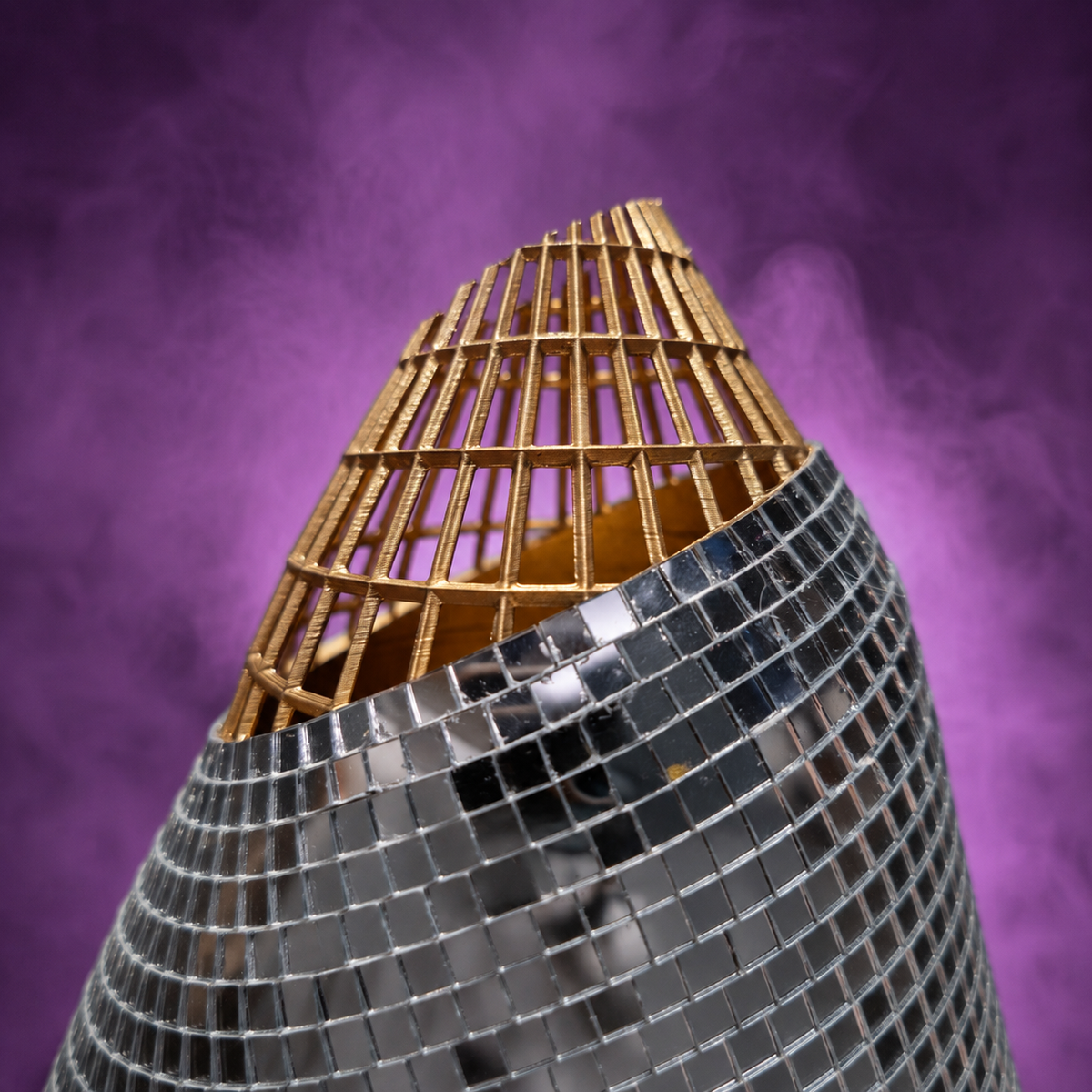 Close up of gold mesh wire