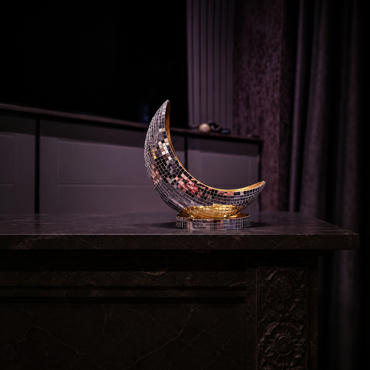 The Half Moon crescent planter on mantle
