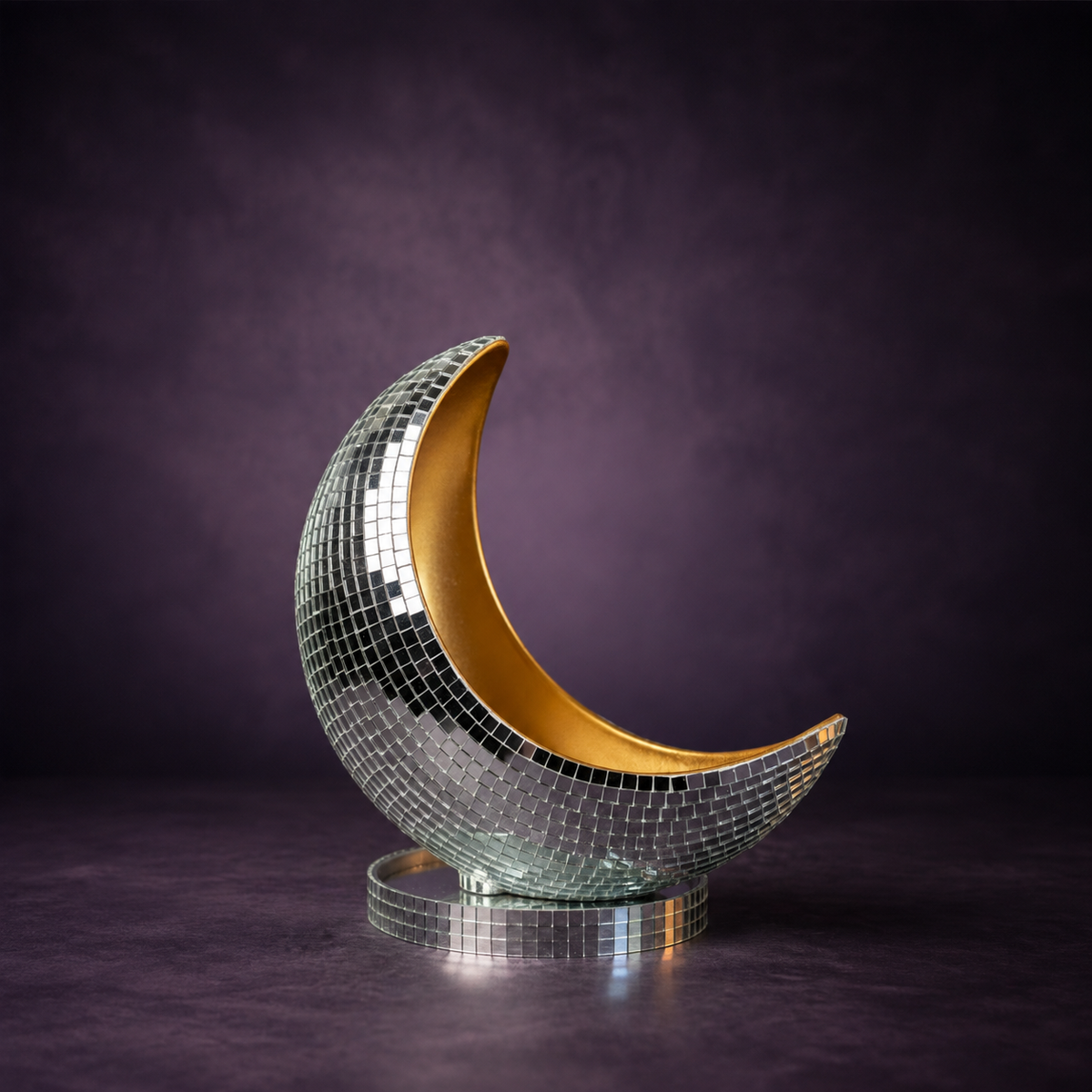 The Half Moon mirror moon plant pot studio front view