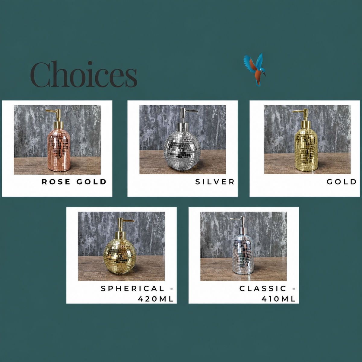 The Lather Ball silver classic mirror ball soap dispenser lifestyle