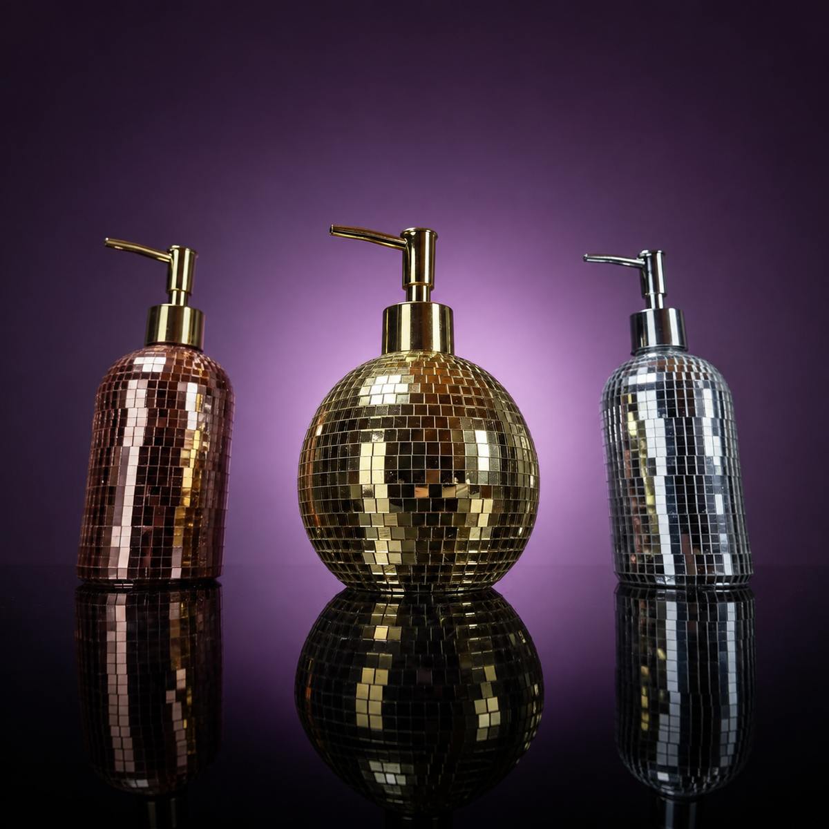 The Lather Ball silver disco soap pump lifestyle setting