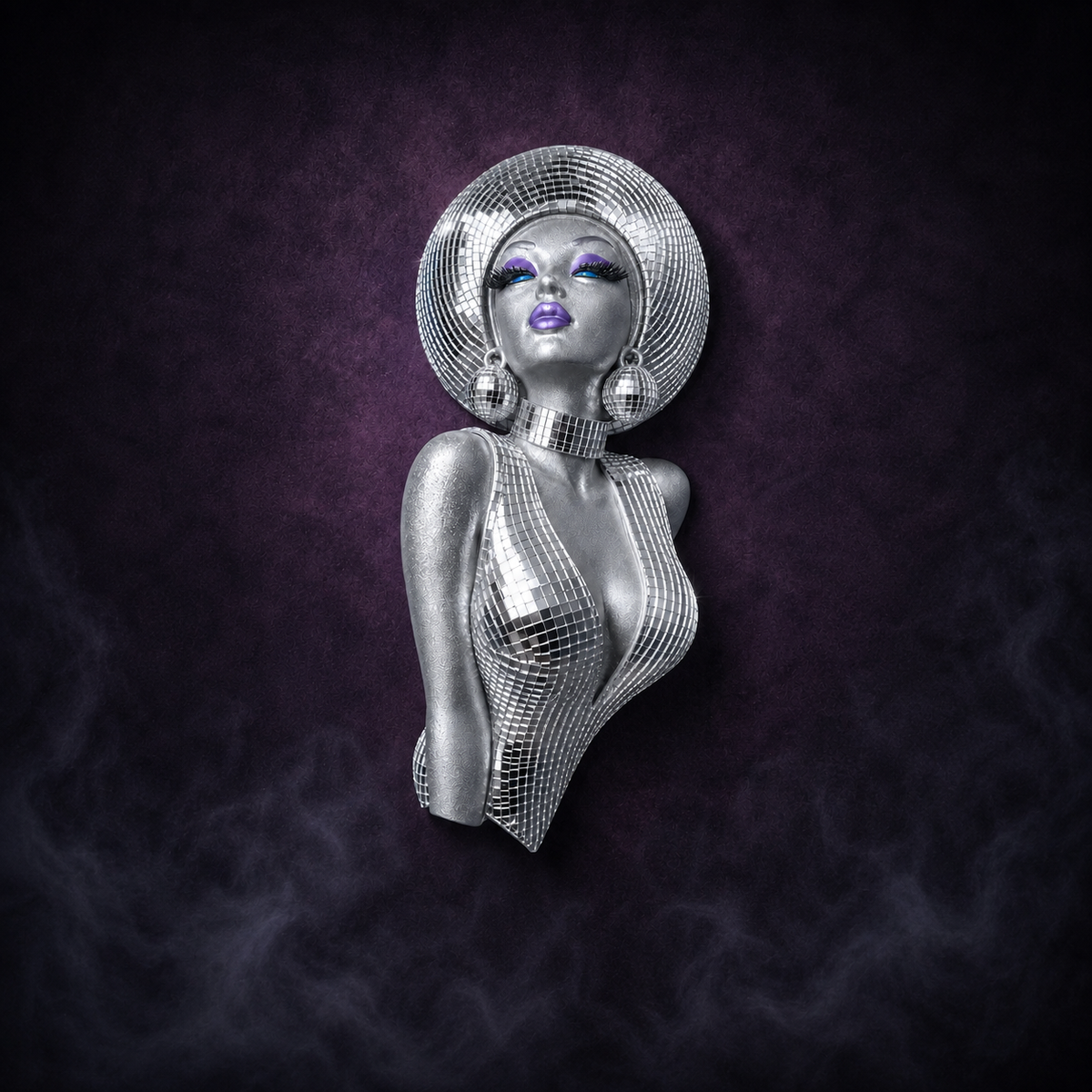 The Mirrorball Muse: Mirror Ball Bust Wall Art