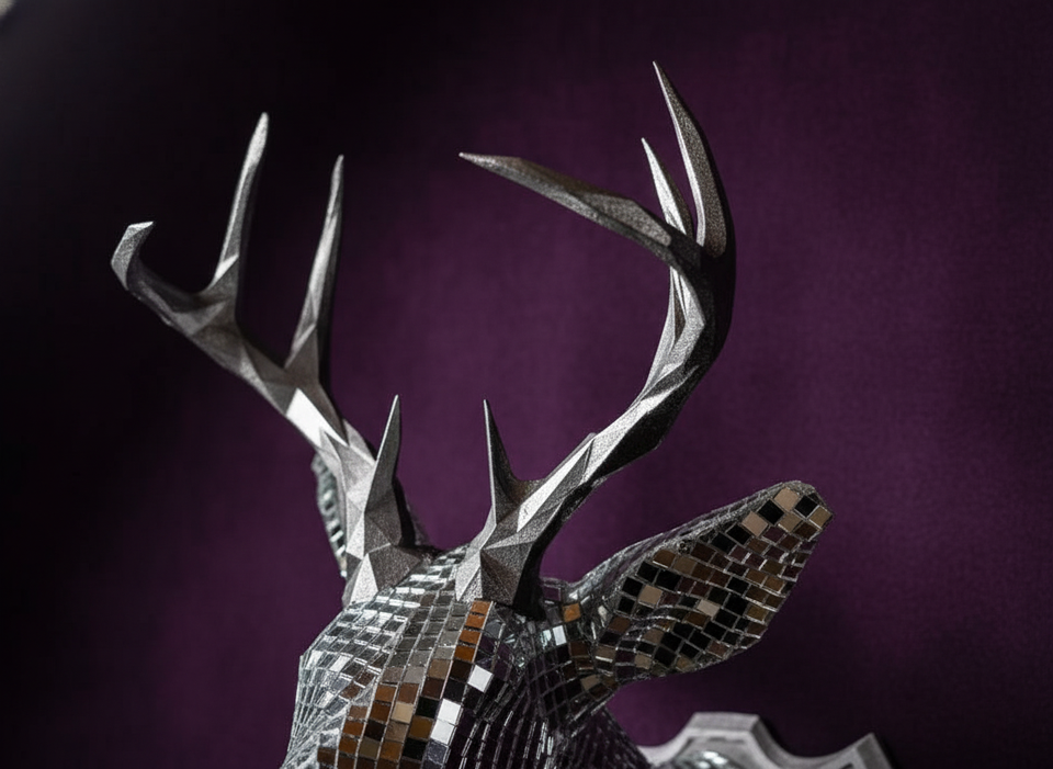 Stag Night antler detail showing mirror tile craftsmanship