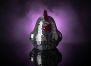 Hen Night - Disco Mirror Ball Chicken Sculpture - handmade cast stone product by Ripleys Nest