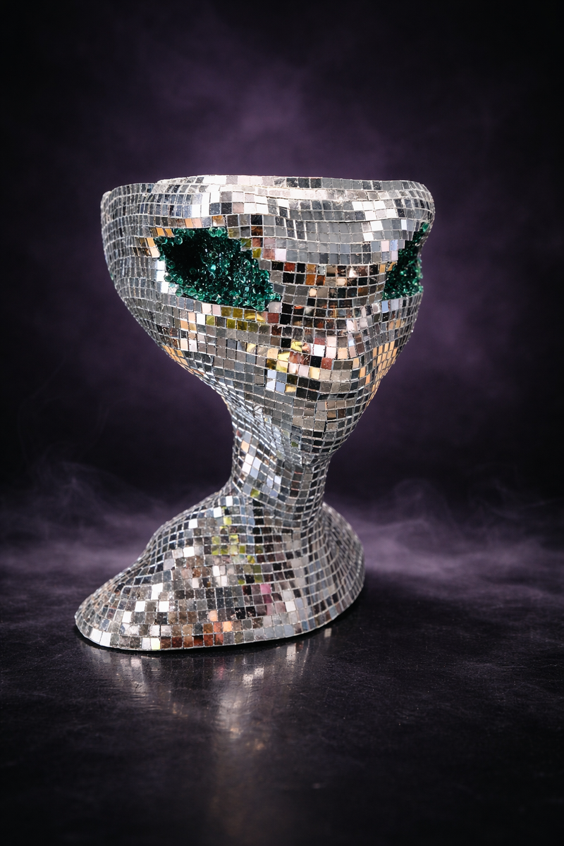 The Close Encounter mirror ball alien planter front view - Ripleys Nest