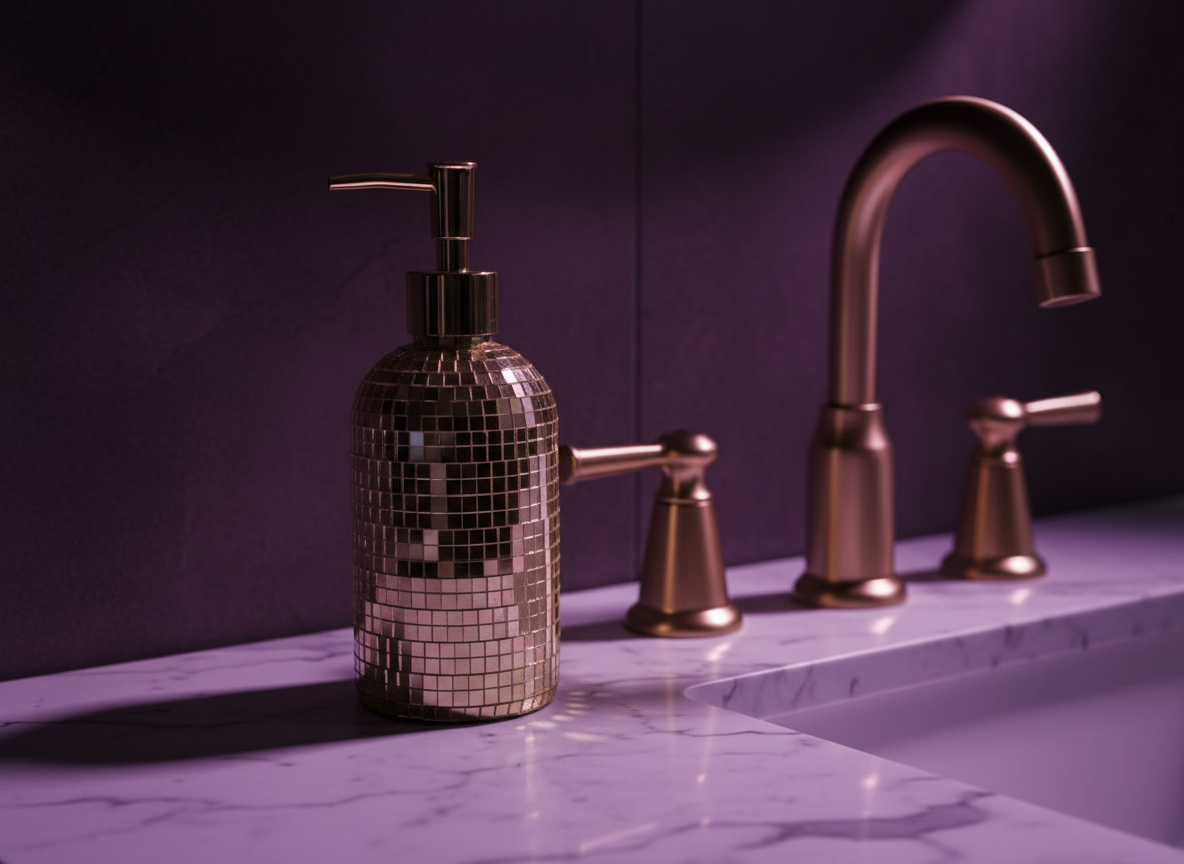 The Lather Ball silver spherical disco soap dispenser