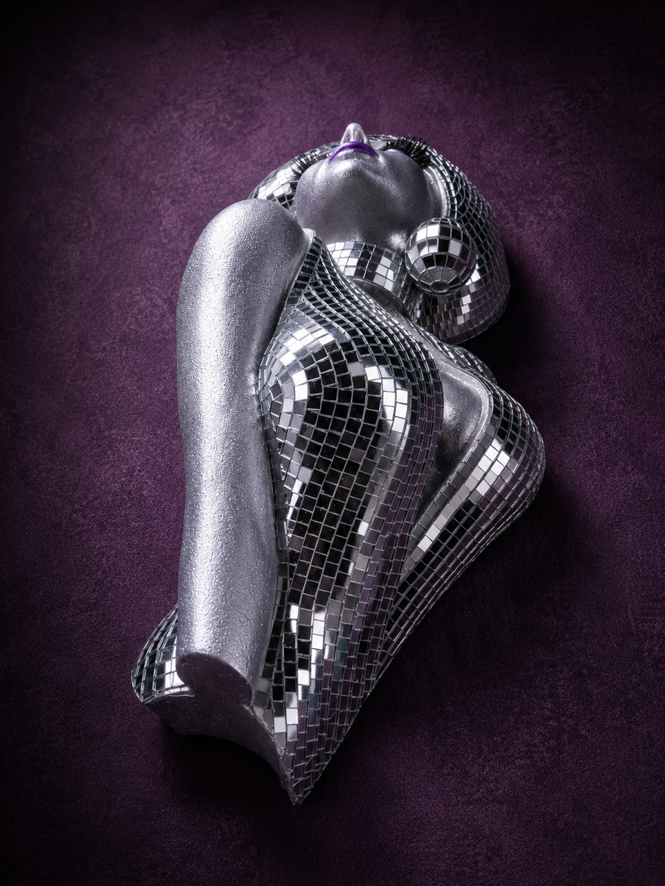 The Mirrorball Muse low angle detail showing sculptural bust form